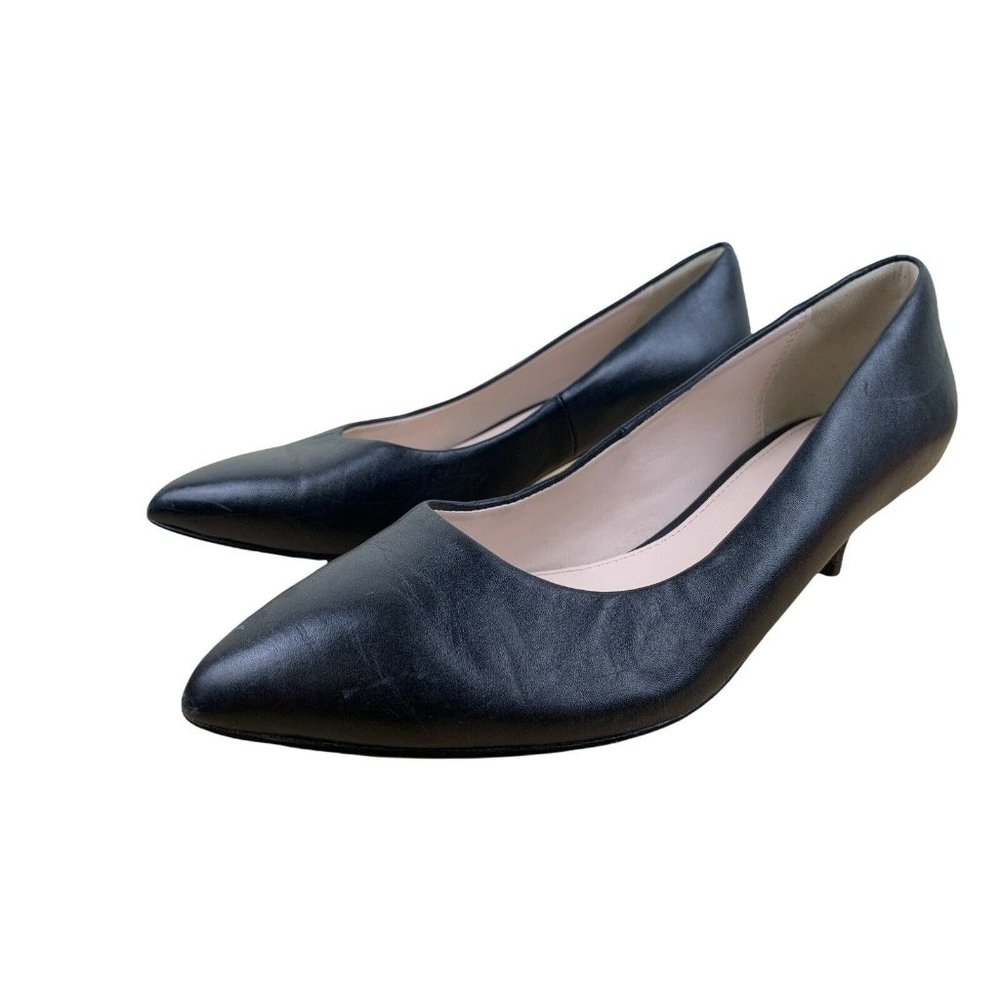 COLE HAAN QUINCY GRAND OS BLACK FAUX LEATHER CLASSIC PUMP HEEL POINTY TOE 7.5 M